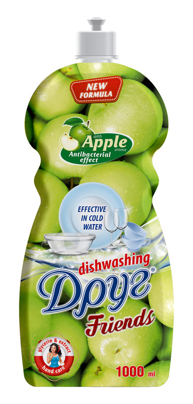 Гель для ручного миття посуду ДРУГ Яблуко з гліцерином 1 л